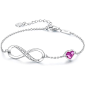 Miniatyrbillede 1 af 5: Infinity Hjerte Symbol Charm Link Armbånd til Kvinder 925 Sterling Sølv Rustfrit Stål Justerbar Jubilæum Smykker Fødselsdagsgaver