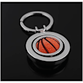 Miniatyrbillede 4 af 5: 2 stk. Kreativ roterende basketball nøglering, metal vedhæng nøglering nøgle fob gaveSølv-basketball