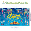 Pikkukuva 2 / 5: Happy Diwali -taustakangas Banner-koristeet 73*43 tuumaa Happy Diwali Banner Rangoli Lyhty Valokuva Deepavali Valokuva Tausta Tarvikkeet (Elävä)