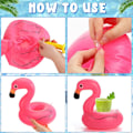 Pikkukuva 4 / 5: Ilmapatja Juomateline, Juoma Uivat Ilmapatja Lintukuppi Aluslaatat Vaaleanpunainen Flamingo Juomateline Musta ja Valkoinen (6 Pakkaus)