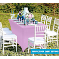 Miniatyrbild 4 av 5: Kök Spandex Bordsduk 2 Pack [6FT, Ljus Lila] Åtsittande, Passande, Tvättbar och Rynkbeständig Stretch Rektangulär Uteplats Bordsduk