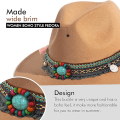 Miniatyrbilde 2 av 5: Damefilt Fedora-hatt med bred brem Panama-hatter med dusk