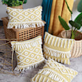 Miniatyrbillede 4 af 4: Boho Tufted Fringe Pudebetræk Dekorative Geometriske Mønster Kvadratiske Pudebetræk (Geometrisk C, 18\"x18\")