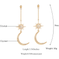 Miniatyrbild 2 av 5: Fina långa dinglande örhängen för kvinnor och flickor, Fashion Jewellry, söta guld silver dinglande, uppgradera måne stjärnor sol örhänge