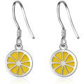 Miniatyrbillede 1 af 5: Heyone Tiny Sweet Yellow Lemon Charm Dangle Threader Drop Øreringe
