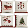 Miniatyrbilde 1 av 5: Juleputetrekk 45x45cm, 4-pak juledekorative sofa i bomull og lin Jule-God jul-dekorasjon