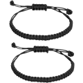 Miniatyrbillede 1 af 5: Håndlavede buddhistiske snor armbånd til kvinder, mænd, drenge og piger, tibetansk justerbar vævet reb armbånd, rød og sort, 2 eller 6 stk./sæt
