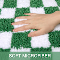 Miniatyrbillede 2 af 5: Ternet bademåtte, grøn skridsikker vandabsorberende bademåtte, luksuriøs maskinvaskbar bademåtte blød mikrofiber geometrisk shaggy gulvmåtte, 18\"x25\"