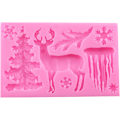 Miniatyrbillede 1 af 4: Silikone kageform julehjorte elg juletræ snefnug fondant chokoladeform kage wienerbrød bageform juledekoration (Pink)