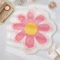 Miniatyrbillede 1 af 5: Blomsterformet bademåtte, uregelmæssigt tæppe, søde lyserøde badeværelsestæpper, mikrofiber bademåtte, maskinvaskbar blød absorberende, 23,6x23,6 tommer