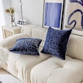 Miniatyrbillede 5 af 5: Blå Pudebetræk til Sofa Navy Dekorative Pudebetræk Sæt af 2 Stribet Plys Corduroy Sofa Bænk Soveværelse, 18x18 tommer, Navy Blå