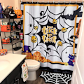 Miniatyrbillede 2 af 5: Spider Web Sort Halloween Badeværelse Tæpper Skridsikre Maskinvaskbare, Gotiske Spøgelsesagtige Sjove Bademåtte Halvcirkel Brusebad Gulvtæpper Halloween Dekoration