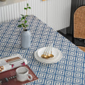 Miniatyrbillede 4 af 5: Rektangulær Dug Tyk Strik Broderet Tekstureret Frynser Bomuld Linned Rektangulær Dug til Køkken Spisestue, 139,7 cm x 139,7 cm, 4 Sæder