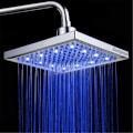 Miniatyrbilde 4 av 5: LED dusjhode firkantet 20cm temperaturkontrollert 3 farge variabel vannstrøm drevet overhead dusjhode