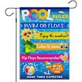Miniatyrbillede 1 af 4: Pool Rules Skilte og Dekorationer Udendørs Have Flag Vertikal Dobbeltsidet Burlap Sommer Have Udendørs Dekoration Hjem Indretning 12x18Tommer
