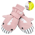 Miniatyrbild 2 av 5: 1 par barnvantar vinterhandskar för skidåkning pojkar snö flickor vattentäta varma fleece-rosa