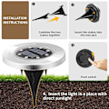 Miniatyrbillede 4 af 5: Solcelled Jordlys, 8 LED Solcelledrevne Disklys Udendørs Vandtæt Landskabspleje Belysning  (8, Varm Hvid)