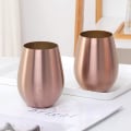 Pikkukuva 4 / 5: Isänpäivälahja Ruostumattomasta Teräksestä Valmistettu Varreton Viinilasi, Ulkokäyttöön Sopiva Viinilasi Uima-altaalle - Rose Gold