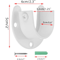 Miniatyrbillede 2 af 5: 6 pak gardinstangbeslag i U-form, til stænger med en diameter på 1-1/4\", i rustfrit stål, hvide