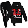 Miniatyrbild 1 av 2: Squid Game Barn Sport Träningsset Hooded Hoodie Byxor Outfit Kläder Black 7-8 Years