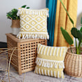 Miniatyrbillede 2 af 4: Boho Tufted Fringe Pudebetræk Dekorative Geometriske Mønster Kvadratiske Pudebetræk (Geometrisk C, 18\"x18\")