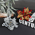 Miniatyrbilde 4 av 5: 20 stk 4,7\" kunstige blomster Farmhouse sort og hvit rutete kunstige blomster julepynt glitter kunstig julestjerne - sort hvit