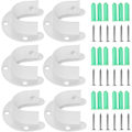 Miniatyrbillede 1 af 5: 6 pak gardinstangbeslag i U-form, til stænger med en diameter på 1-1/4\", i rustfrit stål, hvide