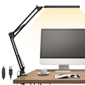 Miniatyrbilde 1 av 8: LED-skrivebordslampe, svingarm-skrivebordslampe med klemme, 3 lysstyrke- og 10 lysstyrkemodus for øyevern, hjemme- og kontorleselampe med 360° rotasjon