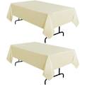 Miniatyrbillede 1 af 5: 2 stk. Beige duge 54 x 78 tommer, rektangulær 4 fods dug - Pletbestandig rynkebestandig vaskbar polyester duge til borde
