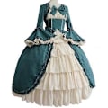 Miniatyrbillede 1 af 5: JWL-Middelalder Retro Gotisk Hofkjole Royal Dame Balkjole Green XXL