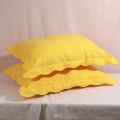 Miniatyrbilde 4 av 5: 2-delt brodert bomull quiltet senge putevar Rustic Solid Color Soft dekorative putetrekk sett (Gul, 20\"x28\")