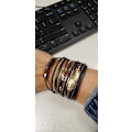 Miniatyrbild 5 av 5: Heyone Dam Läder Manschett Armband Fjäder Multi Strand Armband Wrap Armband Turkos Boho Armband Flätad Läder