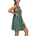 Miniatyrbilde 3 av 5: Kvinners sommer skulderstropp babydoll kjole casual scoop hals A-linje skater swing mini sommerkjole