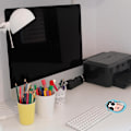 Miniatyrbillede 3 af 3: Sød musemåtte med ko-motiv til kontoret - Tegneserie-design til computer, bærbar computer - Kawaii katte-skrivebordstilbehør (blå ko)