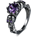 Miniatyrbillede 1 af 4: Seje Halloween gotiske ringe sort guld ring zirkon kranie ring hekseringe emo smykker statement ringe til kvinder