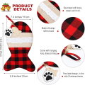Miniatyrbillede 2 af 5: 2 stk. Burlap kæledyr jule strømper Buffalo Plaid store fisk formet bue kæledyr jule strømper til juletræ hjem fest dekorationer