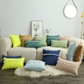 Miniatyrbilde 4 av 4: Boho dekorativt pynteputer med dusker for sofa seng sofa supermyk ensfarget pyntetrekk (lys brun, 12\"x20\")