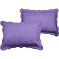 Miniatyrbilde 1 av 5: 2-delt brodert bomull quiltet seng putevar Rustic Solid Color Soft dekorative putevar sett (lilla, 20\"x28\")