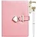 Miniatyrbillede 1 af 4: Hjerteformet låsedagbog med nøgle og hjertepen, PU-læderjournal personlige arrangører hemmelig notesbog til kvinder piger (A: Perle Pink)