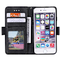 Miniatyrbild 2 av 5: För iPhone 16e Fodral RFID-blockerande Plånboksställ Läder Telefonskal Multicolor Black