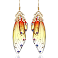 Miniatyrbillede 1 af 5: Heyone Sommerfuglevinge Drop Dangle Øreringe Guldbelagt Krystal Rhinestone til kvinder piger bryllup Smykker