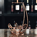Miniatyrbillede 4 af 5: Metal fritstående bordplade gobletvinsglas opbevaringsstativ med 2 kroge vinkop displayholdere bronze #2