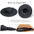 Miniatyrbillede 4 af 5: Kvinde Bredskygget Solhat UPF50 Halm Sommerhat Floppy Strandhat Roll-Up