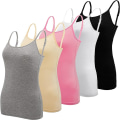 Miniatyrbilde 1 av 4: 5 stk. Basic Camisole Justerbar Camisole Spaghetti Stropp Tank Top for Kvinner og Jente (Stor)