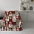 Miniatyrbillede 4 af 5: Glædelig jul rød ternet tæppe super blødt flanel uld tæppe tæppe elg julemand ternet tæppe hyggeligt varmt plys tæppe til sofa seng 40x60 tommer