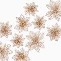 Miniatyrbilde 1 av 3: Kunstig juleblomst, 24 stk glitterblomsterpynt til juletre, juledekorativt objekt 3 størrelser 8/10/15CM-Champagnefarge