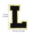 Pikkukuva 2 / 5: Englannin kirjain L - Silitysmerkit Aakkoset Ompelemissovellukset Vaatteiden merkit, Kultaisella glitter-reunuksella, Liima-taustatarra（Musta L）LMusta