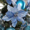 Miniatyrbild 4 av 5: Julstjärna blommor 30 st glitter julstjärna julgransprydnader konstgjorda blommor för julgran 5,12 tum-blå