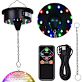 Miniatyrbilde 1 av 6: Diskokulemotor med fjernkontroll, 3-15 RPM Justerbar Spinner 18LEDs for 8 10 12 16 20 24 Speilkulemotor