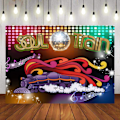 Pikkukuva 1 / 5: 70-luvun teemallinen valokuvaustausta 70- ja 80-lukujen disco-tanssi Prom-juhlan koristeluun Neon Glow -taustakuva Studio rekvisiitta Banneri 7x5ft